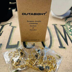 Designer Optical Jewelry By Outasight Gold Tone Twisted Chain With Clear Plastic